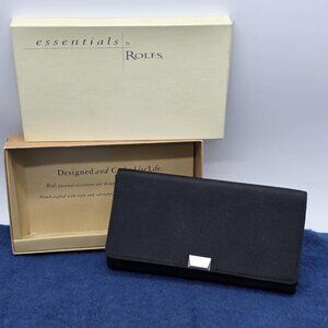 Rolfs Essentials Checkbook Clutch Wallet Black Microfiber Organizer Gift Box NEW